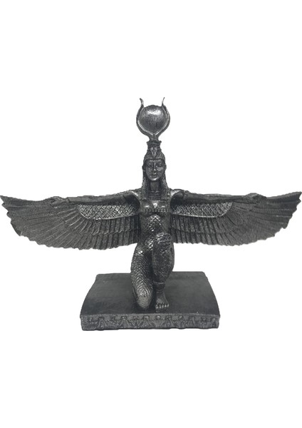 Isis Mısır Tanrıça Biblo Yatay Dekor Gümüş Eskitme 30CMX19CM