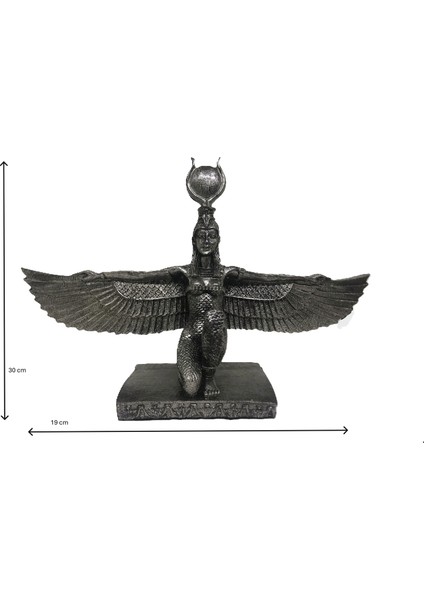 Isis Mısır Tanrıça Biblo Yatay Dekor Gümüş Eskitme 30CMX19CM fiyatları