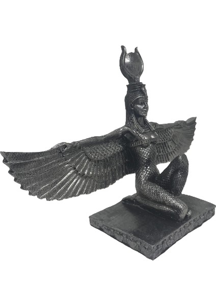 Isis Mısır Tanrıça Biblo Yatay Dekor Gümüş Eskitme 30CMX19CM modelleri