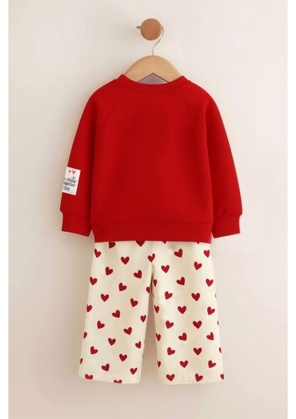 Kız Çocuk 3 Iplik Şardonsuz %100 Pamuk Minnie Mouse Desenli Geniş Paça Cepli Eşofman Takımı fırsatları