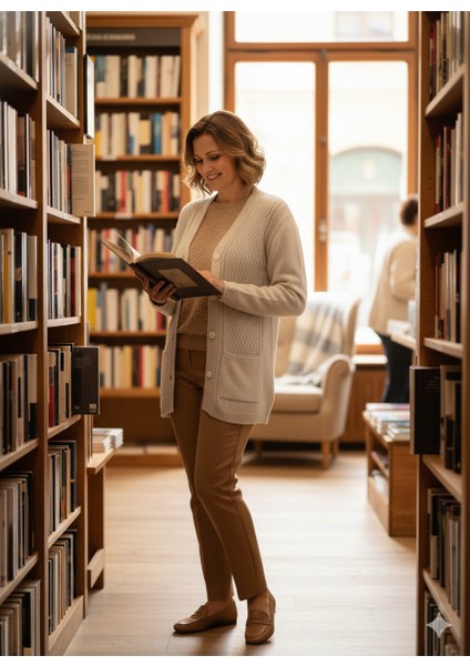 Kadın Kışlık Triko Hırka Çift Cepli Esnek Önü Düğmeli Klasik Örgü Doku Motifli indirimleri