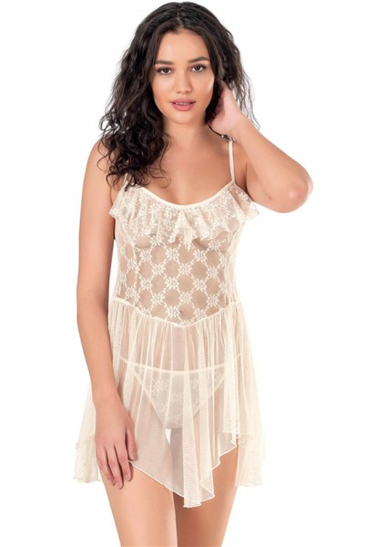 Arias Closet Fildişi Kısa Tül Gecelik fiyatları