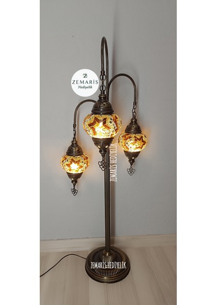 El Yapımı Otantik Mozaik 3 Kollu Lambader fiyatları