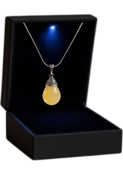 Işıklı Kutuda 925 Ayar Gümüş Sıkma Kehribar