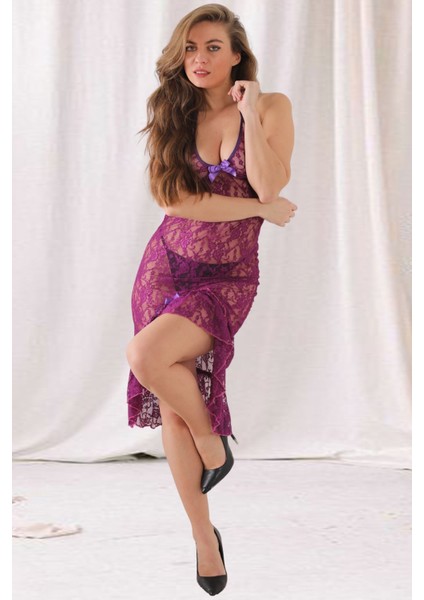 Mor Dantel Gecelik - 633 indirimleri