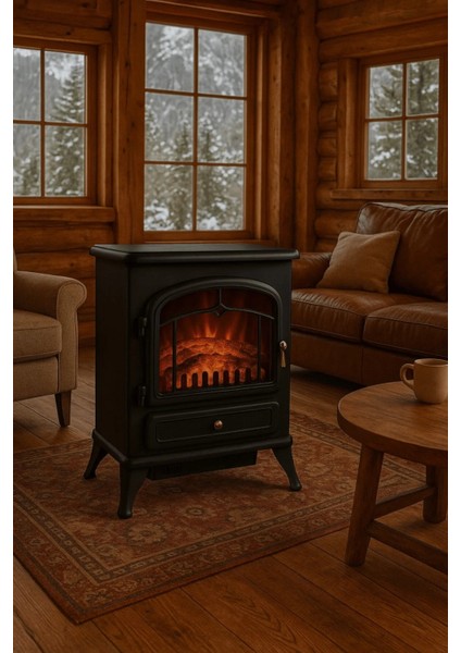 Elektrikli Şömine - 1850W Alev Efektli Dekoratif Soba Isıtıcı Fan fiyatları