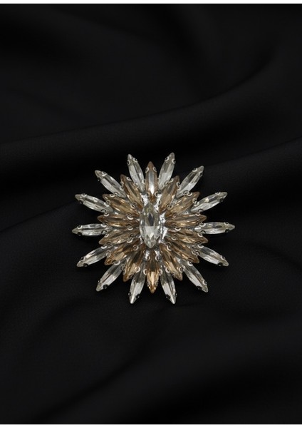 Açık Kahve Parlak Safir Yıldız Broş