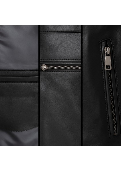 Erkek Gerçek Deri Regular Fit Fermuarlı Biker Detaylı Ceket indirimleri