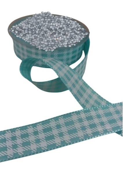 Tafta Ekoseli Kurdele 25 mm Mint 1 Metre fiyatları