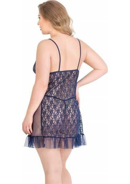 Arias Closet Büyük Beden Lacivert Kısa Tül Gecelik fiyatları