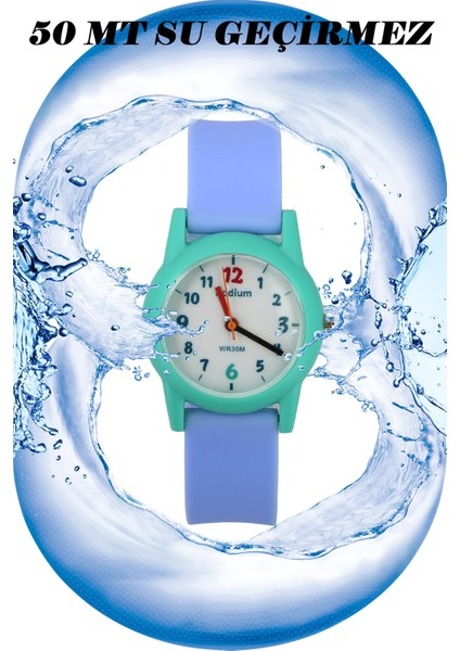 Çocuk Kol Saati Su Geçirmez Rodium Analaog (2213) (Mavi-Yeşil)