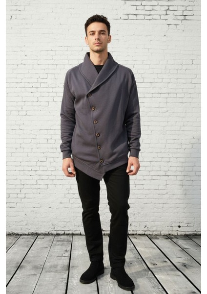 Asimetrik Kesim Düğmeli Şal Yaka Hırka fiyatları