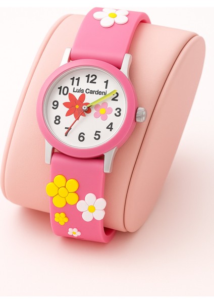 Çocuk Kol Saati Çoklu Çiçek Desenli ( Pembe ) 12023 fiyatları