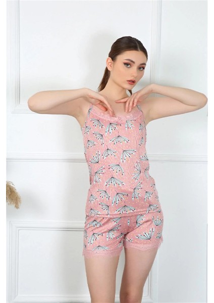 Kadın Ip Askılı Şortlu Takım Somon fiyatları