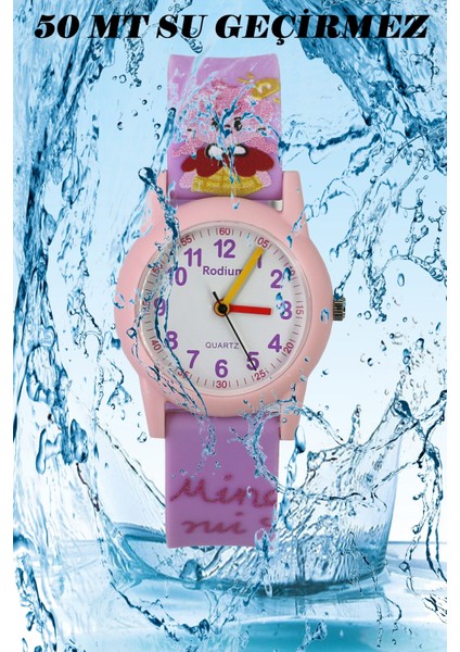 Çocuk Kol Saati Su Geçirmez Rodium Analaog (2212) (Lila-Pembe)