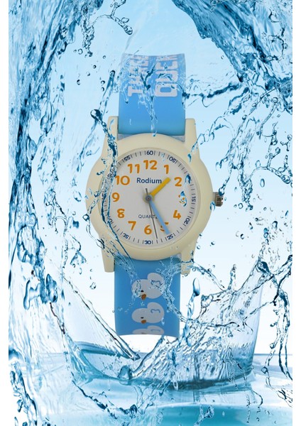 Çocuk Kol Saati Su Geçirmez Rodium Analaog (2208)-(MAVİ-KREM)