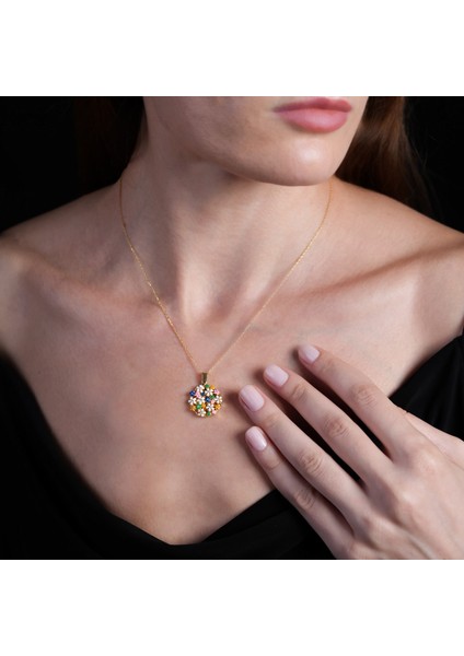 Çiçek Bahçesi Açılır Kapanır Altın Kaplama Kolye AK18 modelleri