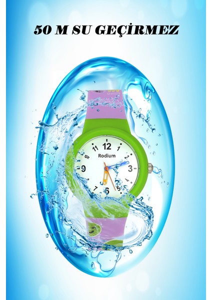 Çocuk Kol Saati Su Geçirmez Rodium Analaog (2220) (Yeşil-Lila)