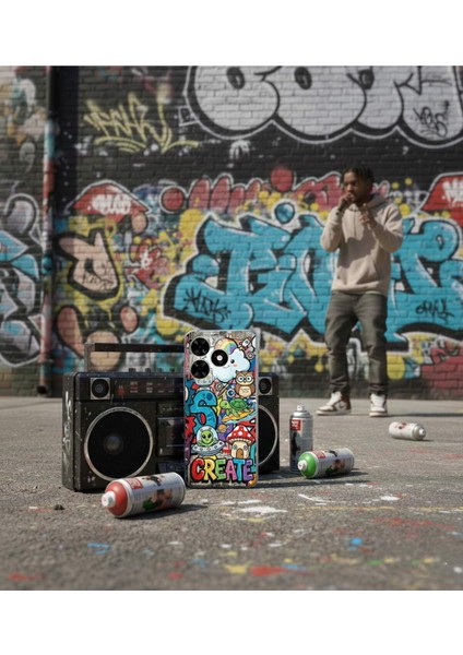 Nothing Phone 1 ile Uyumlu Grafiti Create Art Tasarımlı Şeffaf Silikon Kılıf