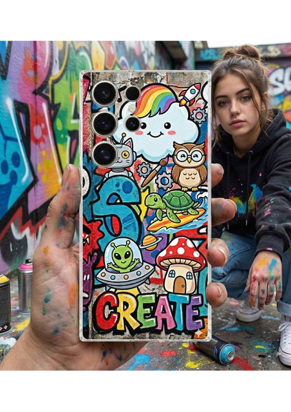 Nothing Phone 1 ile Uyumlu Grafiti Create Art Tasarımlı Şeffaf Silikon Kılıf