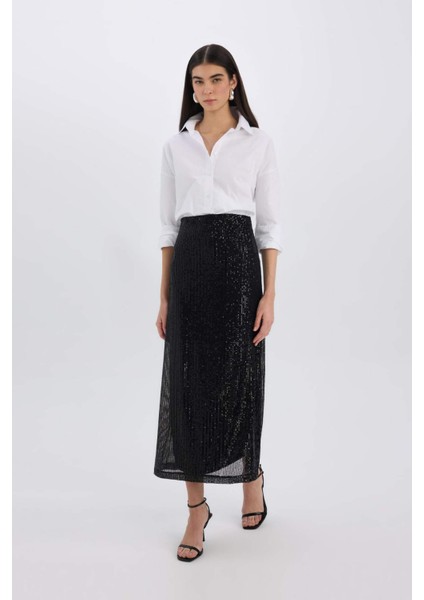 A Kesim Normal Bel Payetli Kumaş Maxi Etek E2440AX24WN modelleri