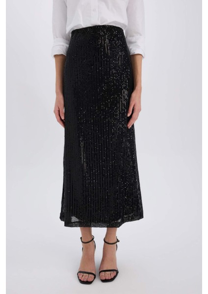 A Kesim Normal Bel Payetli Kumaş Maxi Etek E2440AX24WN fırsatları