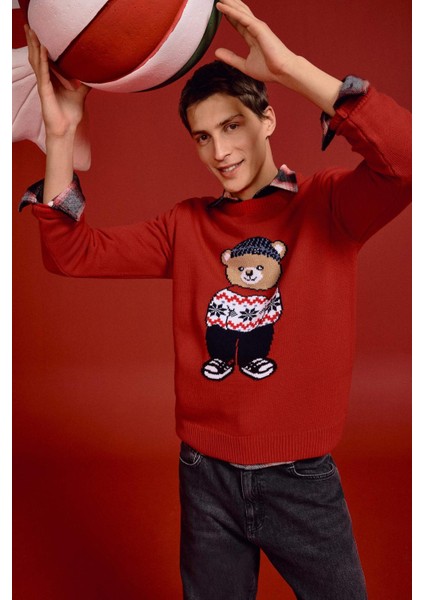 Yılbaşı Temalı Standart Fit Triko Kazak G1119AX25WN