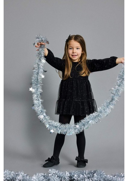 Kız Bebek Uzun Kollu Kadife Tül Elbise G5036A525WN