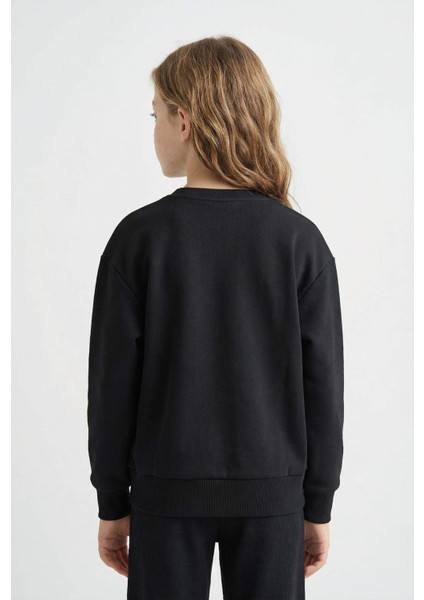 Kız Çocuk Relax Fit Bisiklet Yaka Basic Düz Okul Sweatshirt A2797A825AU fırsatları