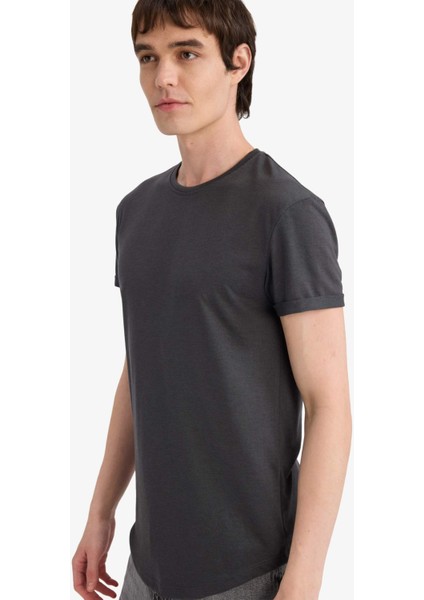 Long Muscle Fit Bisiklet Yaka Basic Düz Kısa Kollu Tişört N2104AZ25SP modelleri