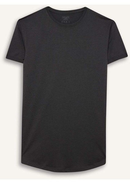 Long Muscle Fit Bisiklet Yaka Basic Düz Kısa Kollu Tişört N2104AZ25SP fırsatları