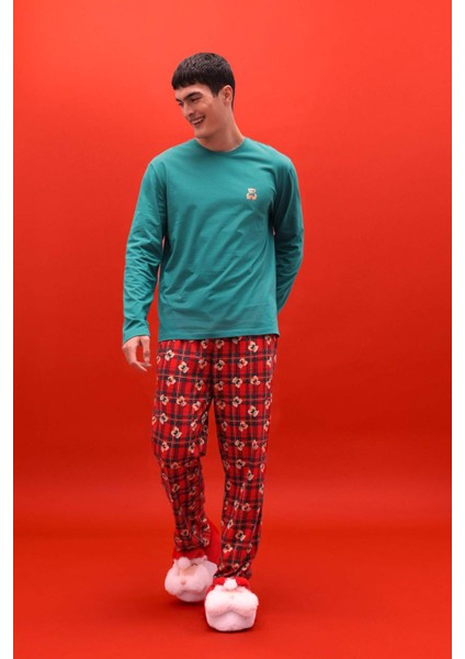 Pijama Takımı Regular Fit Ayıcık Desenli Uzun Kollu Üst Uzun ALT G7275AX25WN fiyatları
