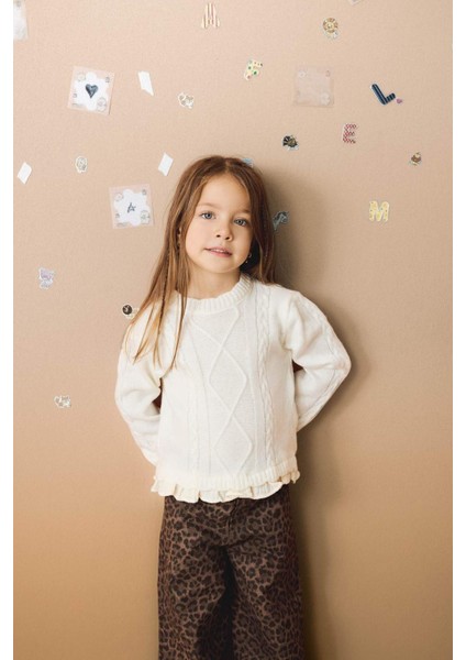 Kız Bebek Bisiklet Yaka Triko Kazak F2445A525WN