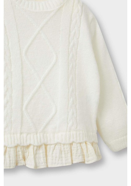 Kız Bebek Bisiklet Yaka Triko Kazak F2445A525WN fırsatları