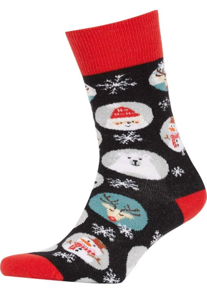 Erkek Yılbaşı Temalı Yeni Yıl Baskılı Kutulu 2'li Pamuklu Uzun Çorap Y4960AZNS modelleri