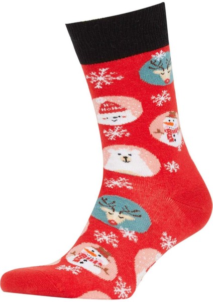 Erkek Yılbaşı Temalı Yeni Yıl Baskılı Kutulu 2'li Pamuklu Uzun Çorap Y4960AZNS fırsatları