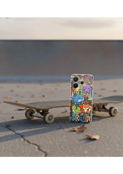 Samsung Galaxy A15 ile Uyumlu Grafiti Mini Tasarımlı Şeffaf Silikon Kılıf fırsatları