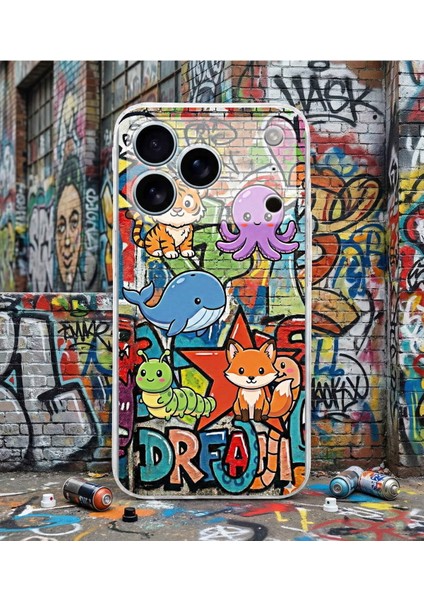 Samsung Galaxy A15 ile Uyumlu Grafiti Mini Tasarımlı Şeffaf Silikon Kılıf