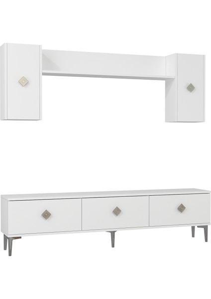 1337TV180-1DD Tv Ünitesi , Tv Sehpası Beyaz-Gümüş fırsatları