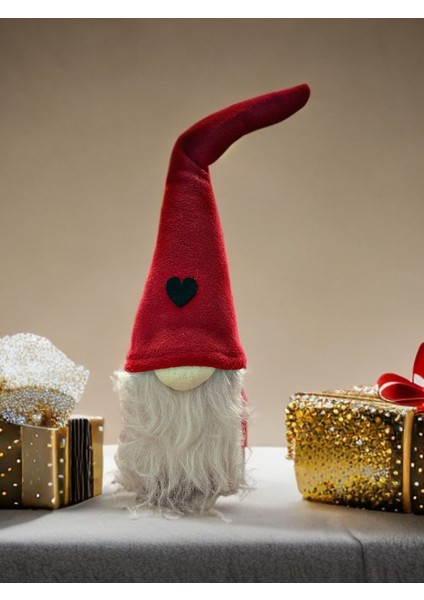 Yılbaşı Cüce Peluş Biblo 36 cm – Dekoratif Noel Süsü – Kırmızı Erkek Cüce (Kod:pelus2)
