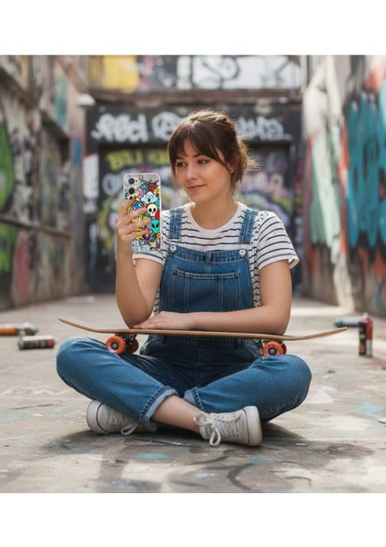 Oppo A15 ile Uyumlu Grafiti Doodle Tasarımlı Şeffaf Silikon Kılıf fırsatları