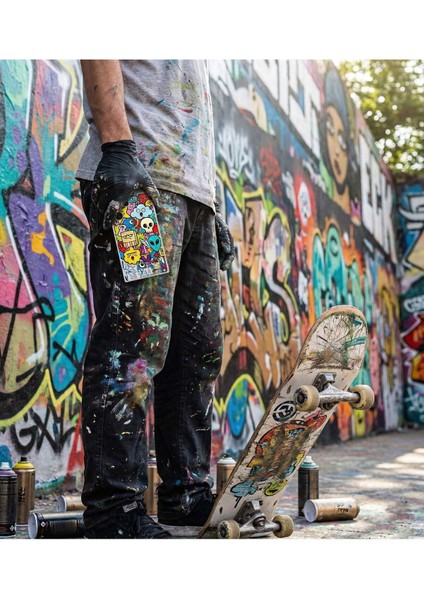 Oppo A15 ile Uyumlu Grafiti Doodle Tasarımlı Şeffaf Silikon Kılıf