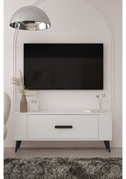 TV1338DD RETRO-128 Tv Sehpası Beyaz-Siyah fiyatları