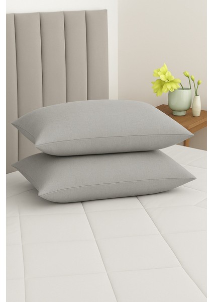 Vevra 2 Li Çizgili Gri Renk Yastık Kılıfı Pamuklu Kumaş Fermuarlı fiyatları