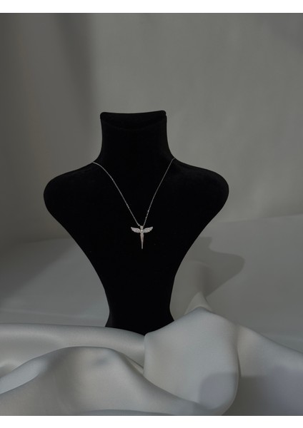 Zirkon Kolye Silver Renk 45 cm