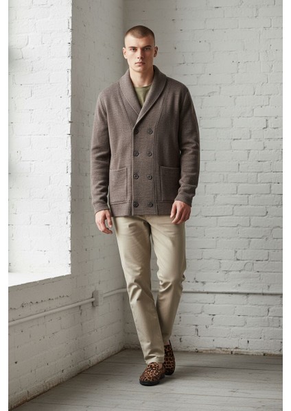 Düğme Detaylı Cepli Kruvaze Hırka