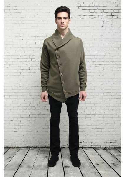 Asimetrik Kesim Düğmeli Şal Yaka Hırka fiyatları