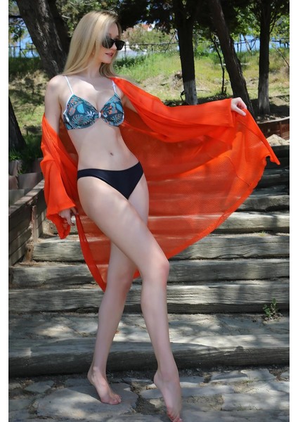 Kadın Kimono Pareo Plaj Elbisesi Turuncu