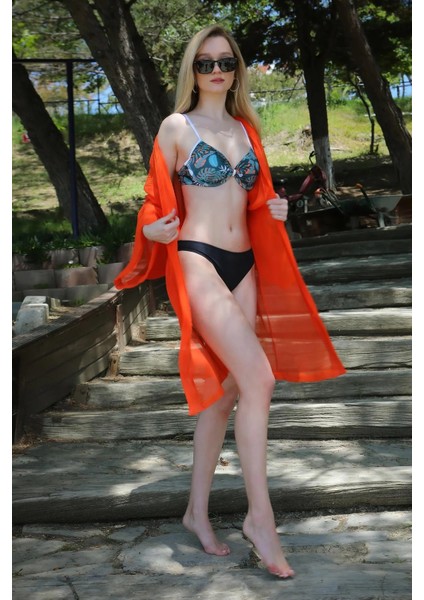 Kadın Kimono Pareo Plaj Elbisesi Turuncu fırsatları