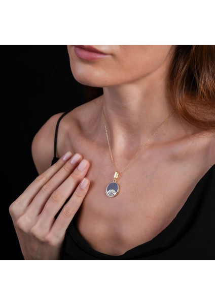 Mineli Lotus Çiçeği Altın Kaplama Kolye Rz7 modelleri